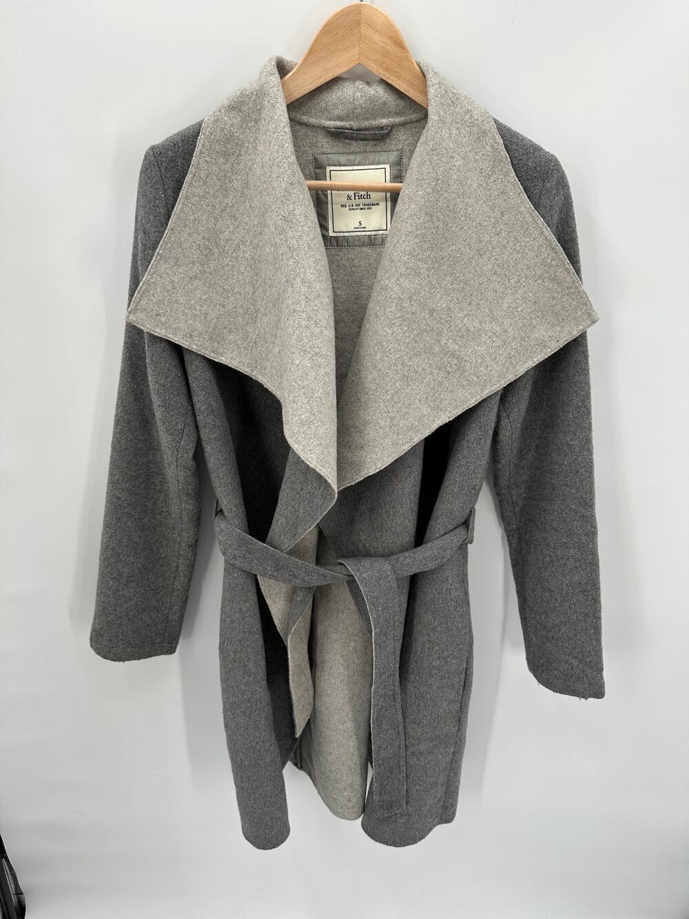 Abercrombie & Fitch Wool Blend Tie Waist Drape Sweater Coat // S